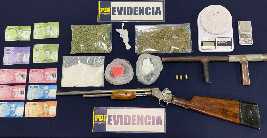 PDI detuvo a 3 personas e incauto drogas, armas y vehículo clonado en Valdivia